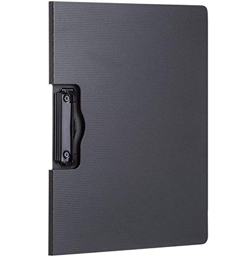 Kemaily File Cover Folder Clipboard  Profile Clip File Folder  360 Degree Flip Writing Pad  PP File Clipboard for A4 and Letter Size Business  Office  School Papers - Vertical  Black - Image 1